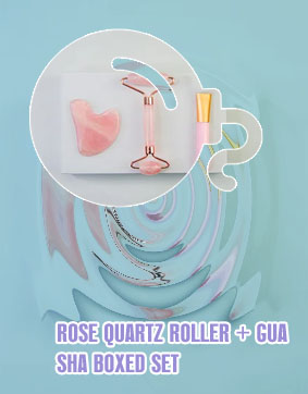Rose quartz gua sha and roller set