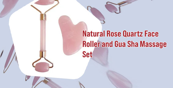 Rose quartz roller and gua sha set